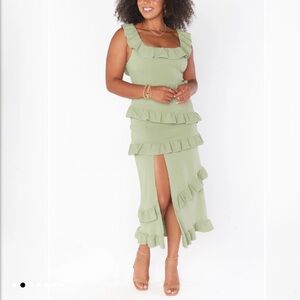 Show me your MUMU Greta Dress in Moss Green Stretch